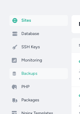 Laravel Forge Backup tab